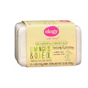 Ology Triple Milled Soap Bars, Lemongrass & Olive Oil, 4.0 oz Total 12 Oz / New